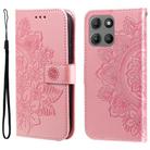 For Motorola Moto G15 / G15 Power Seven-petal Flowers Embossing Leather Phone Case(Rose Gold) - 1