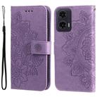 For Motorola Moto G35 Seven-petal Flowers Embossing Leather Phone Case(Light Purple) - 1
