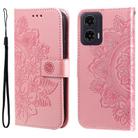For Motorola Moto G35 Seven-petal Flowers Embossing Leather Phone Case(Rose Gold) - 1