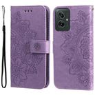 For Motorola Moto G55 Seven-petal Flowers Embossing Leather Phone Case(Light Purple) - 1