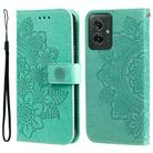 For Motorola Moto G55 Seven-petal Flowers Embossing Leather Phone Case(Green) - 1