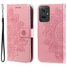 For Motorola Moto G55 Seven-petal Flowers Embossing Leather Phone Case(Rose Gold) - 1