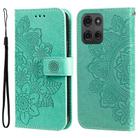 For Motorola Moto G75 5G Seven-petal Flowers Embossing Leather Phone Case(Green) - 1