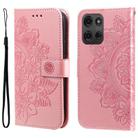 For Motorola Moto G75 5G Seven-petal Flowers Embossing Leather Phone Case(Rose Gold) - 1