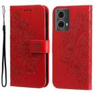 For Motorola Moto G85 / S50 Neo Seven-petal Flowers Embossing Leather Phone Case(Red) - 1