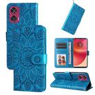 For Motorola Edge 50 Fusion Embossed Sunflower Leather Phone Case(Blue) - 1