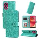 For Motorola Edge 50 Fusion Embossed Sunflower Leather Phone Case(Green) - 1