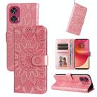 For Motorola Edge 50 Fusion Embossed Sunflower Leather Phone Case(Rose Gold) - 1