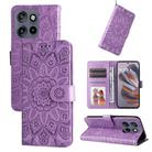 For Motorola Edge 50 Neo / ThinkPhone 25 Embossed Sunflower Leather Phone Case(Purple) - 1