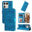 For Motorola Edge 50 Ultra / X50 Ultra Embossed Sunflower Leather Phone Case(Blue) - 1