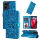 For Motorola Moto G04 / G04s / G24 / E14 Embossed Sunflower Leather Phone Case(Blue) - 1