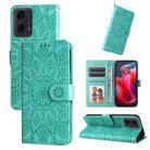 For Motorola Moto G04 / G04s / G24 / E14 Embossed Sunflower Leather Phone Case(Green) - 1