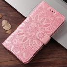 For Motorola Moto G04 / G04s / G24 / E14 Embossed Sunflower Leather Phone Case(Rose Gold) - 2