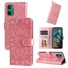 For Motorola Moto G05 / E15 Embossed Sunflower Leather Phone Case(Rose Gold) - 1
