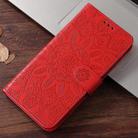 For Motorola Moto G15 / G15 Power Embossed Sunflower Leather Phone Case(Red) - 2