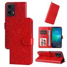 For Motorola Moto G35 Embossed Sunflower Leather Phone Case(Red) - 1