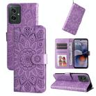 For Motorola Moto G55 Embossed Sunflower Leather Phone Case(Purple) - 1