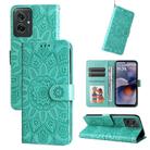 For Motorola Moto G55 Embossed Sunflower Leather Phone Case(Green) - 1