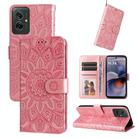 For Motorola Moto G55 Embossed Sunflower Leather Phone Case(Rose Gold) - 1