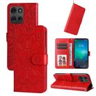 For Motorola Moto G75 5G Embossed Sunflower Leather Phone Case(Red) - 1