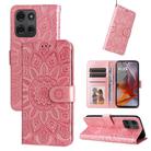 For Motorola Moto G75 5G Embossed Sunflower Leather Phone Case(Rose Gold) - 1