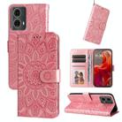 For Motorola Moto G85 / S50 Neo Embossed Sunflower Leather Phone Case(Rose Gold) - 1
