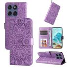 For Motorola Edge 60 Fusion / Edge 5G 2025 Embossed Sunflower Leather Phone Case(Purple) - 1