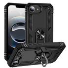 For iPhone 16e Shockproof TPU Hybrid PC Phone Case with Holder(Black) - 1