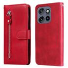 For Motorola Edge 50 Neo / ThinkPhone 25 Fashion Calf Texture Zipper Leather Phone Case(Red) - 1