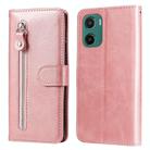 For Motorola Moto G05 / E15 Fashion Calf Texture Zipper Leather Phone Case(Rose Gold) - 1