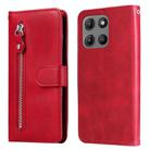 For Motorola Moto G15 / G15 Power Fashion Calf Texture Zipper Leather Phone Case(Red) - 1