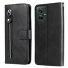 For Motorola Moto G55 Fashion Calf Texture Zipper Leather Phone Case(Black) - 1