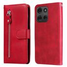 For Motorola Moto G75 5G Fashion Calf Texture Zipper Leather Phone Case(Red) - 1