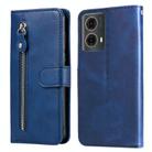 For Motorola Moto G85 / S50 Neo Fashion Calf Texture Zipper Leather Phone Case(Blue) - 1