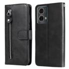 For Motorola Moto G85 / S50 Neo Fashion Calf Texture Zipper Leather Phone Case(Black) - 1