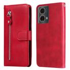 For Motorola Moto G85 / S50 Neo Fashion Calf Texture Zipper Leather Phone Case(Red) - 1