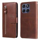 For Motorola Edge 60 Fusion / Edge 5G 2025 Fashion Calf Texture Zipper Leather Phone Case(Brown) - 1
