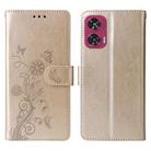 For Motorola Edge 50 Fusion Embossed Butterfly Flowers Leather Phone Case(Gold) - 1