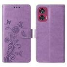 For Motorola Edge 50 Fusion Embossed Butterfly Flowers Leather Phone Case(Purple) - 1