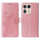 For Motorola Edge 50 Ultra / X50 Ultra Embossed Butterfly Flowers Leather Phone Case(Rose Gold) - 1