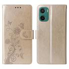 For Motorola Moto G05 / E15 Embossed Butterfly Flowers Leather Phone Case(Gold) - 1