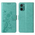 For Motorola Moto G05 / E15 Embossed Butterfly Flowers Leather Phone Case(Green) - 1