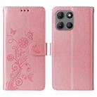For Motorola Moto G15 / G15 Power Embossed Butterfly Flowers Leather Phone Case(Rose Gold) - 1