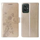 For Motorola Moto G55 Embossed Butterfly Flowers Leather Phone Case(Gold) - 1