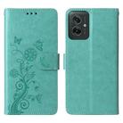 For Motorola Moto G55 Embossed Butterfly Flowers Leather Phone Case(Green) - 1