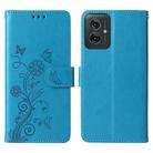 For Motorola Moto G55 Embossed Butterfly Flowers Leather Phone Case(Blue) - 1