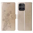 For Motorola Moto G75 5G Embossed Butterfly Flowers Leather Phone Case(Gold) - 1