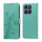 For Motorola Edge 60 Fusion / Edge 5G 2025 Embossed Butterfly Flowers Leather Phone Case(Green) - 1