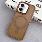 For iPhone 16 Plus Diamond Lens Frame PC Hybrid TPU MagSafe Phone Case(Desert Gold) - 1