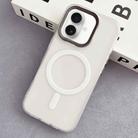 For iPhone 16 Diamond Lens Frame PC Hybrid TPU MagSafe Phone Case(White) - 1